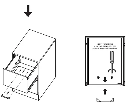 Assembly of drawer handles