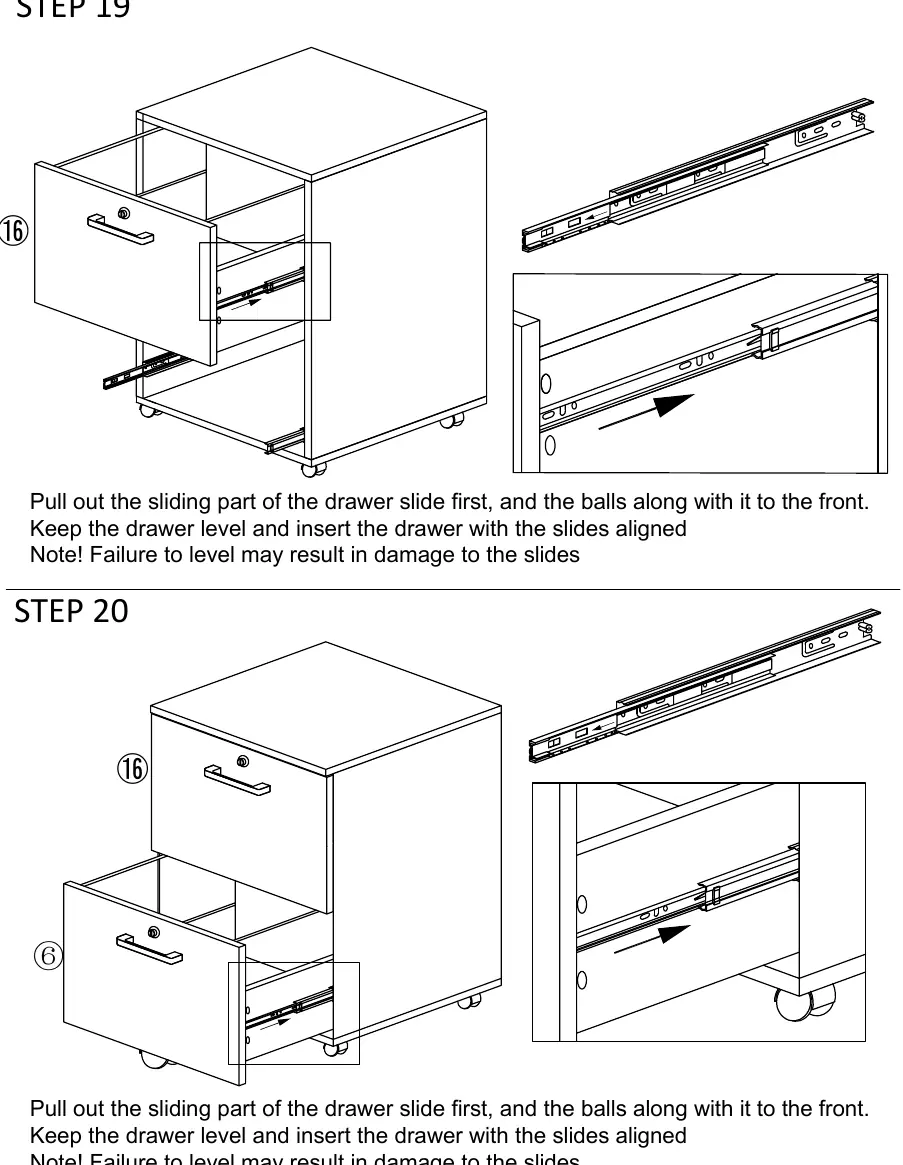 Drawer insertion steps.