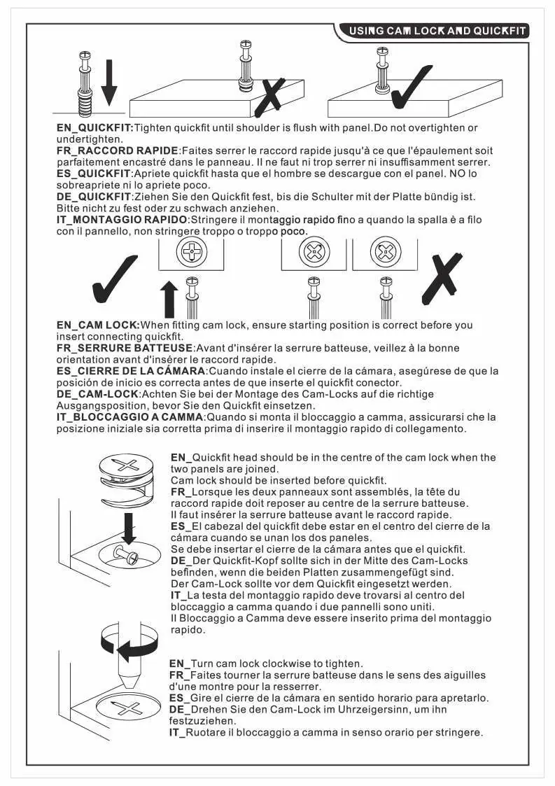 Cam lock and quickfit installation guide