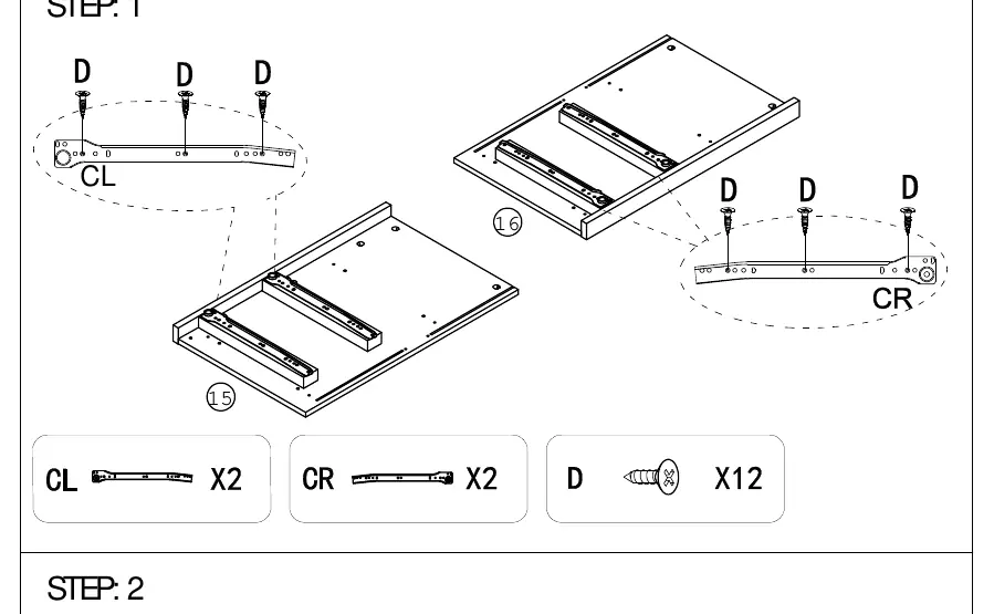 Step 1: Attaching drawer slides.