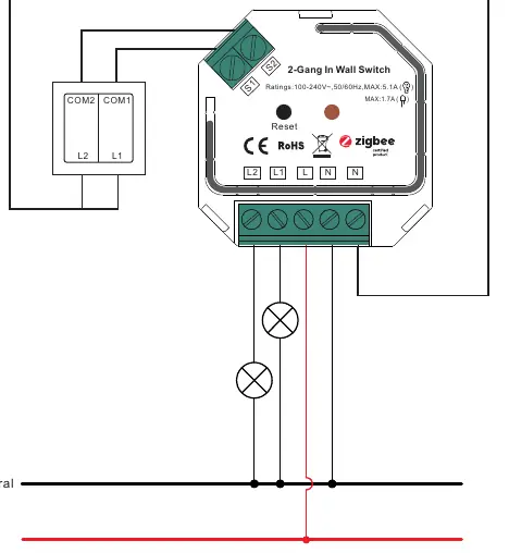 Wiring diagram for 1-gang switch