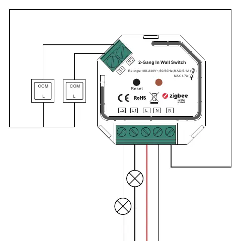 Wiring diagram for 2-gang switches