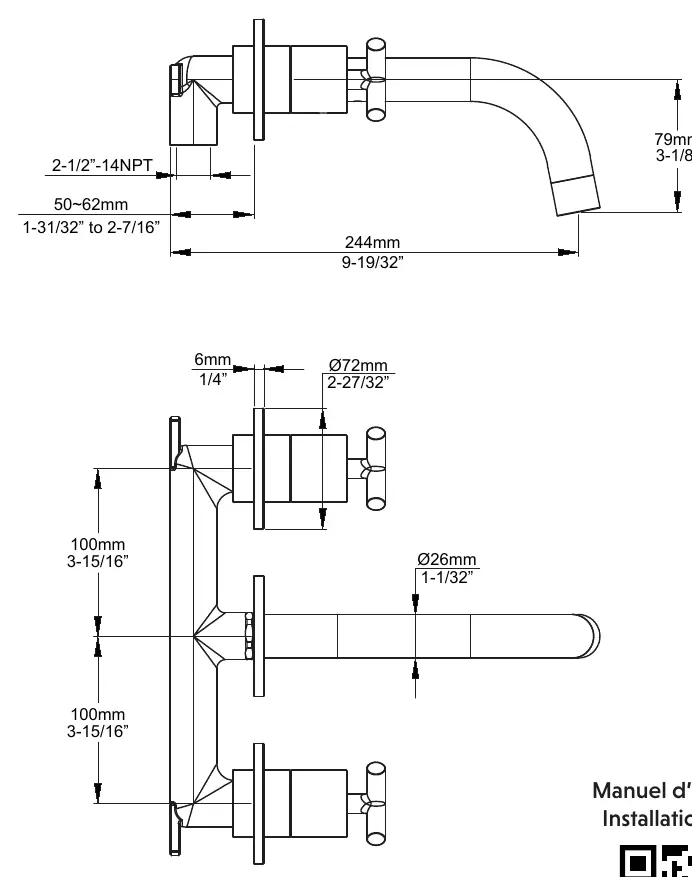 Technical drawing with dimensions