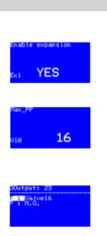 Example screens for configuring the expansion module and digital outputs.