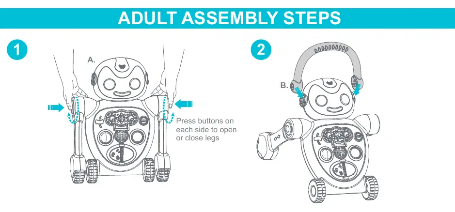 Adult assembly steps for the Buddy Bot walker.