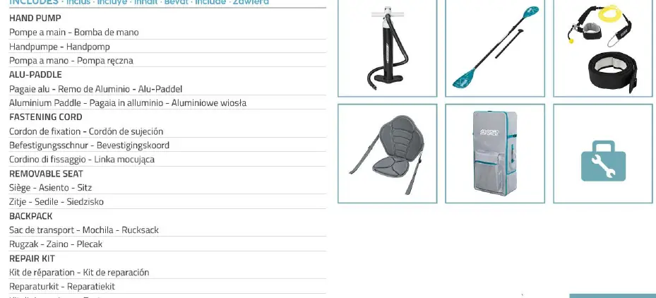 Included accessories in the set