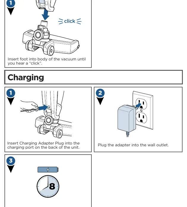 Assembly and charging steps