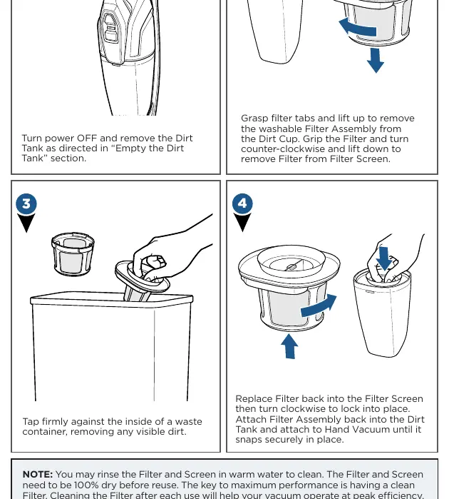 Cleaning the filters