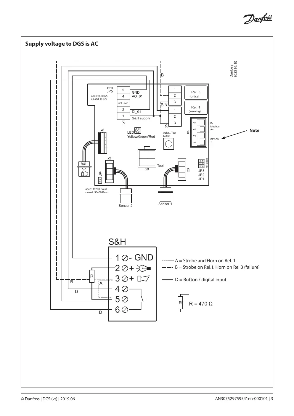 Wiring diagram for AC supply