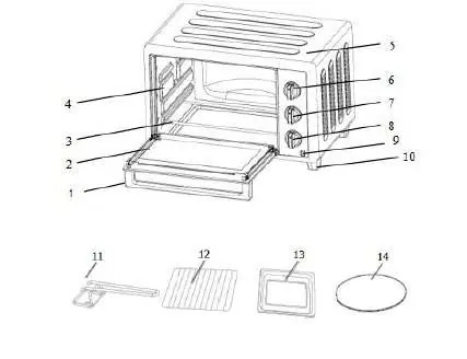 Oven parts and accessories diagram