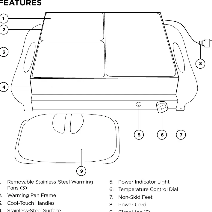 Features of the Buffet Server and Warming Tray