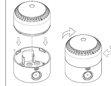 Assembly diagram showing the twist-lock mounting process.