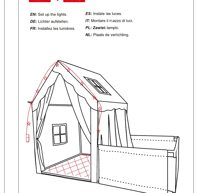 Fabric cover installation diagram.