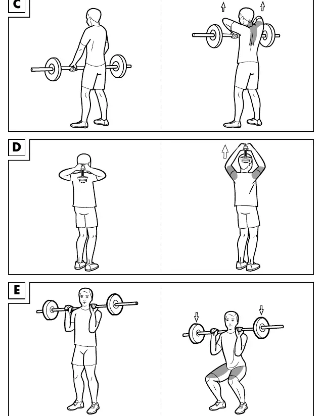 Exercise illustrations (C, D, E)