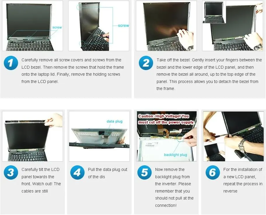 Step-by-step visual guide for LCD screen removal