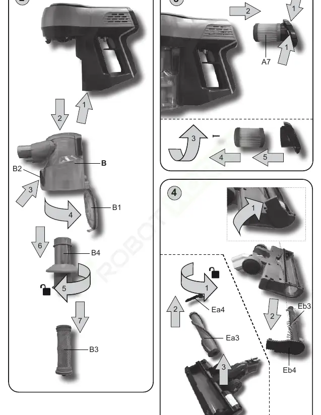 Maintenance and disassembly steps