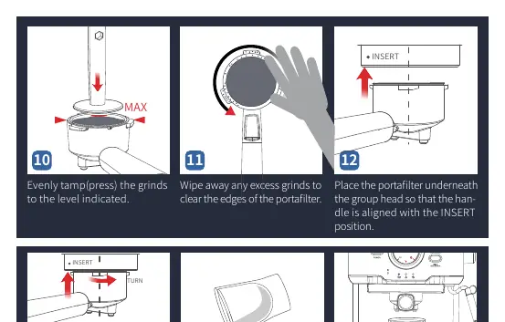 Portafilter insertion steps