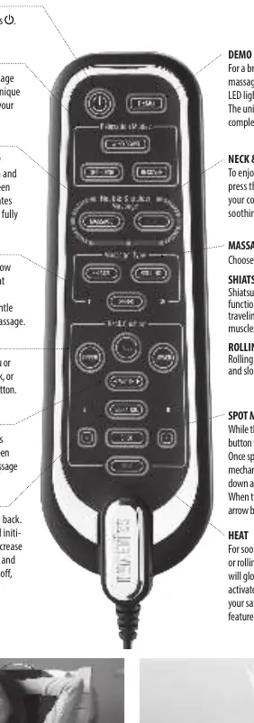 Hand controller layout and button functions.