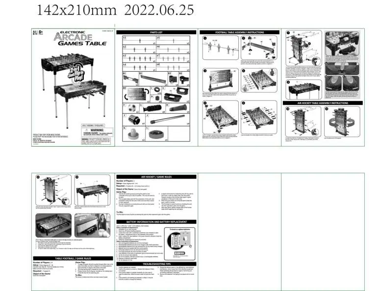 Assembly instructions for Football and Air Hockey tables