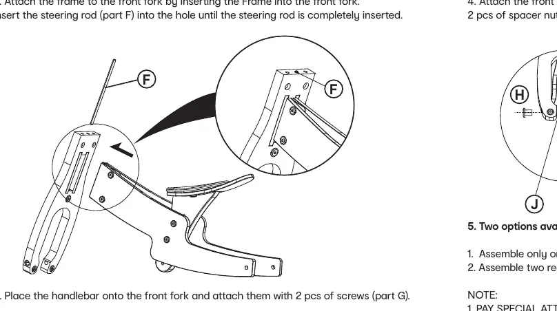 Steps 2 and 3: Frame and Handlebar assembly