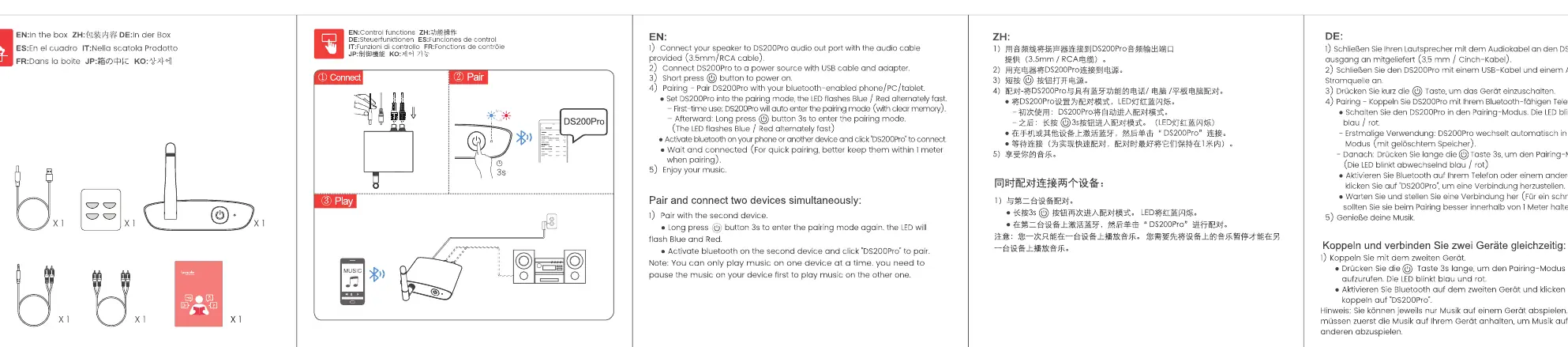 Connection and pairing steps for the DS200Pro