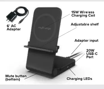 Diagram of the charging stand components.