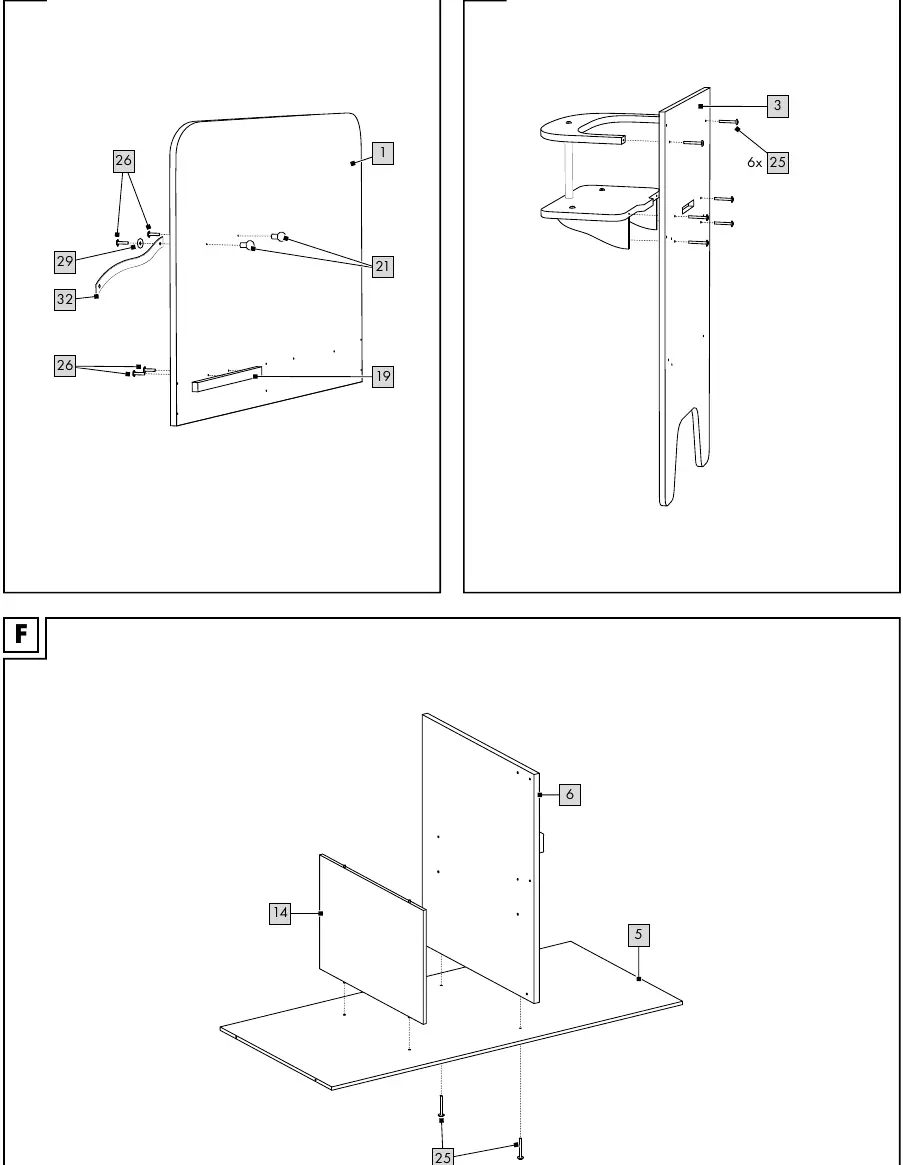 Assembly steps (Fig. D, E, F)