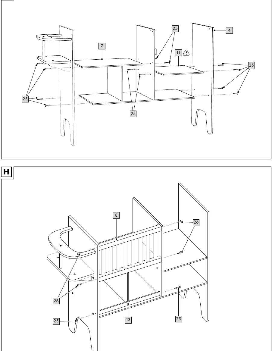 Assembly steps (Fig. G, H)