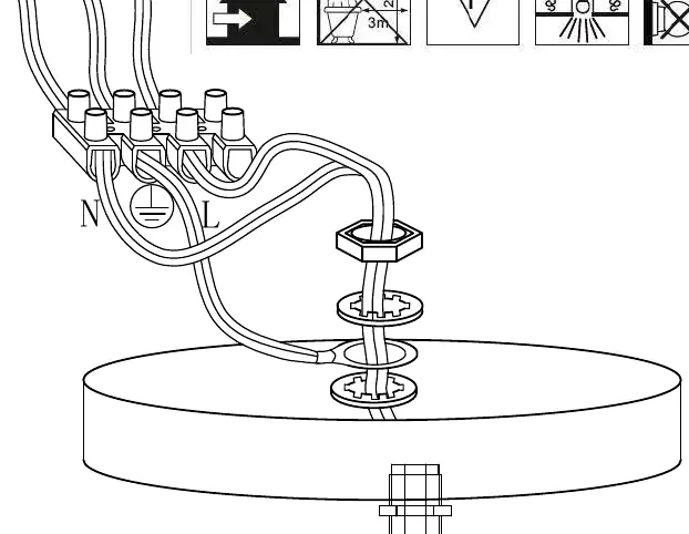 Wiring diagram showing connection of Live (L) and Neutral (N) wires.