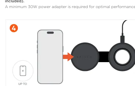 Place phone on the Qi2 charging pad.