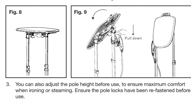 Folding/unfolding the ironing board