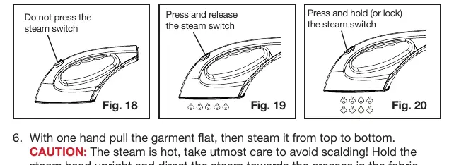 Steam switch operation