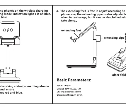 Diagram showing height and feet adjustment