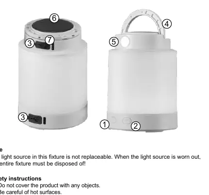 Tracer Ulight 2-in-1 Camping Lamp components