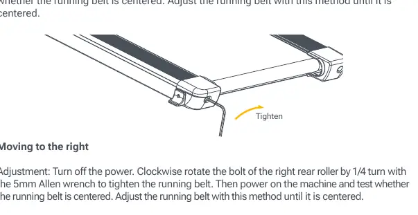 Running belt adjustment procedure.