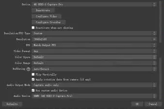 OBS Video Capture Device settings