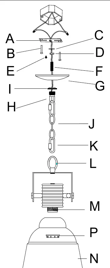 Exploded view of fixture assembly parts.