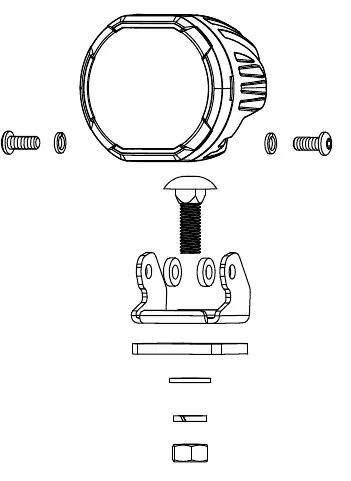Assembly diagram for the pod light and bracket.