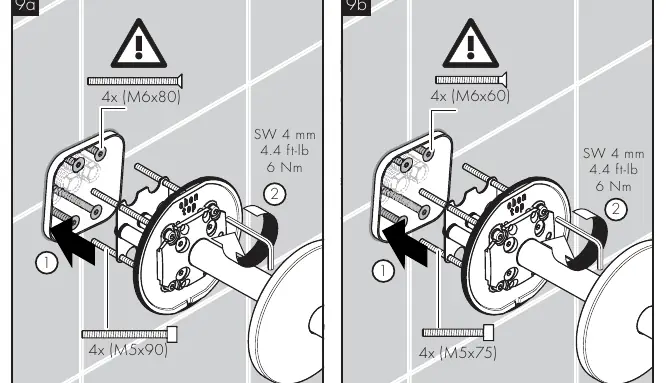 Steps 9a-9b: Installing the holder assembly