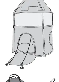 Step 1: Slide the long part of the plastic pole through the two sleeves on the side of the castle.