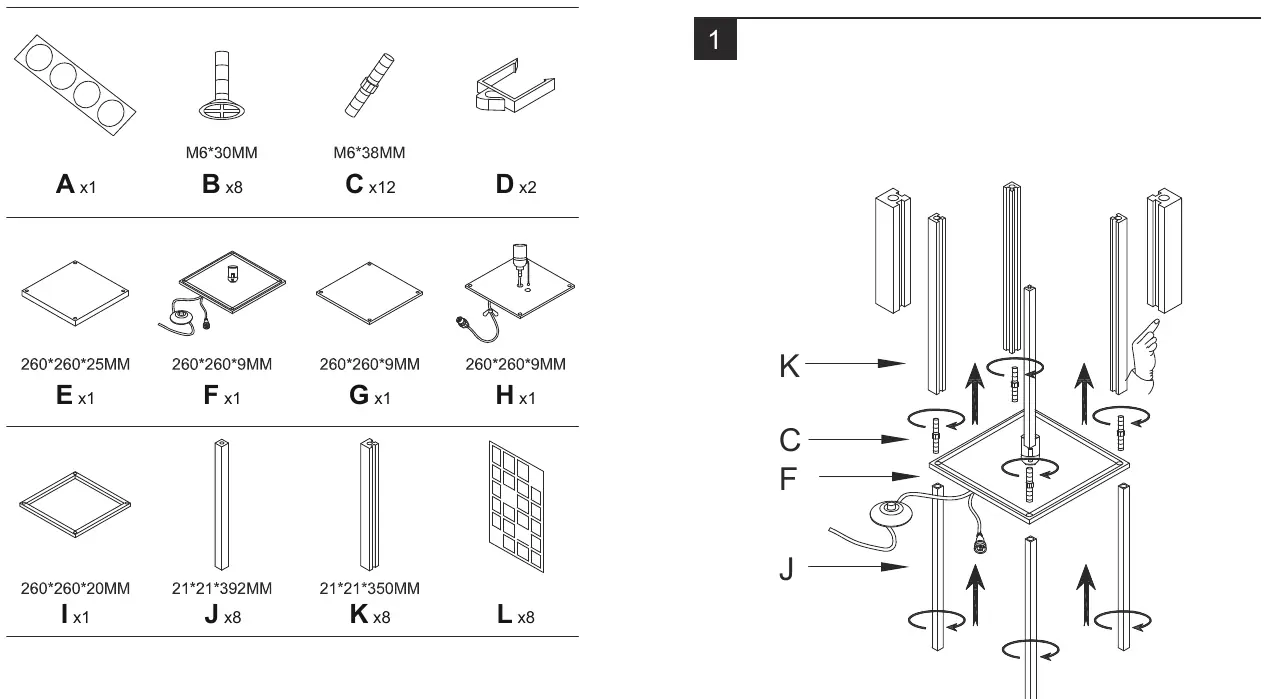Parts list (A-M)