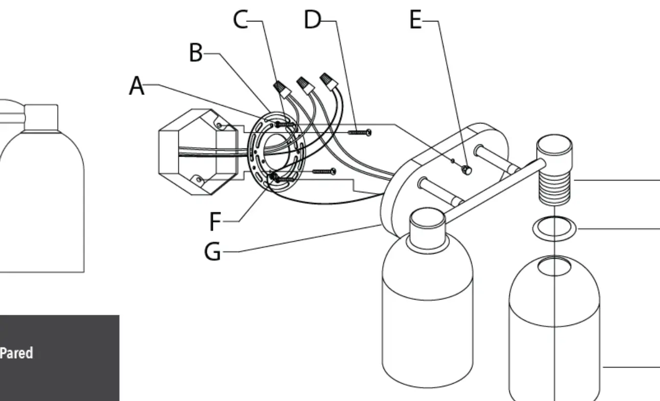 Assembly diagram showing parts A through L