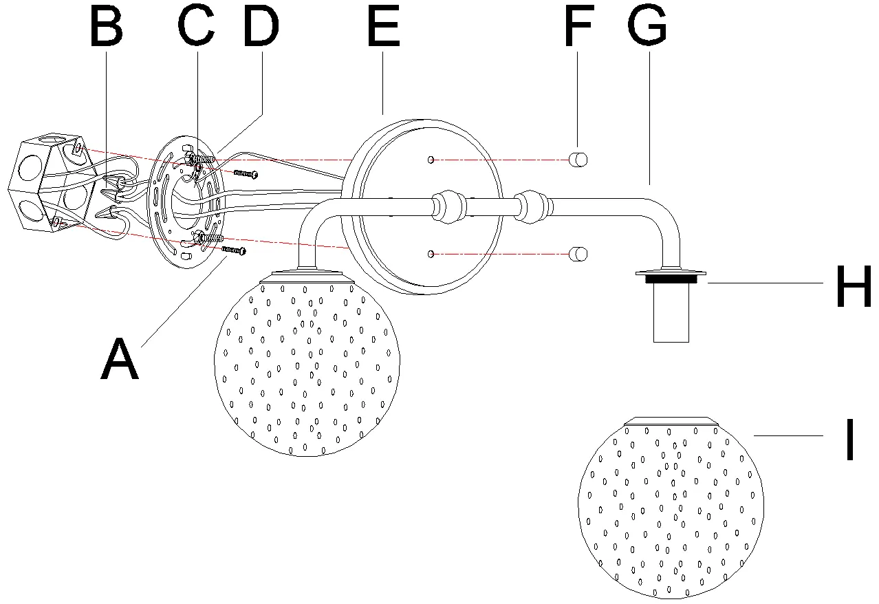 Parts diagram for the vanity light