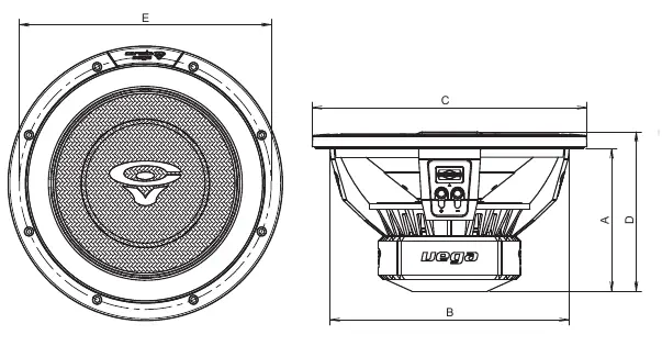 Subwoofer dimensions diagram