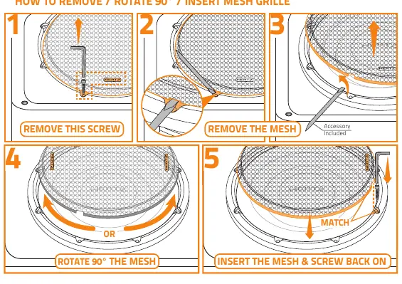 Mesh grille removal and rotation procedure.