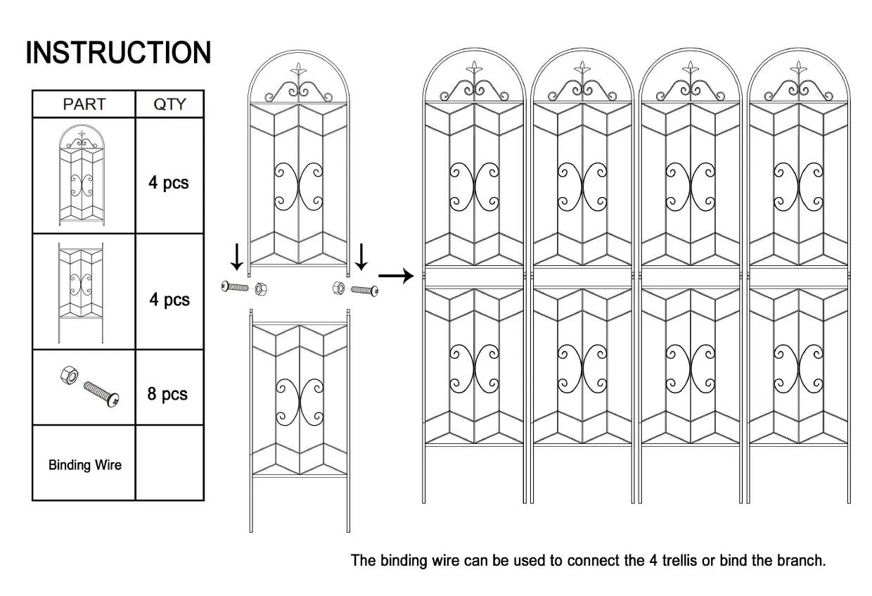 Assembly diagram showing parts and connection method.