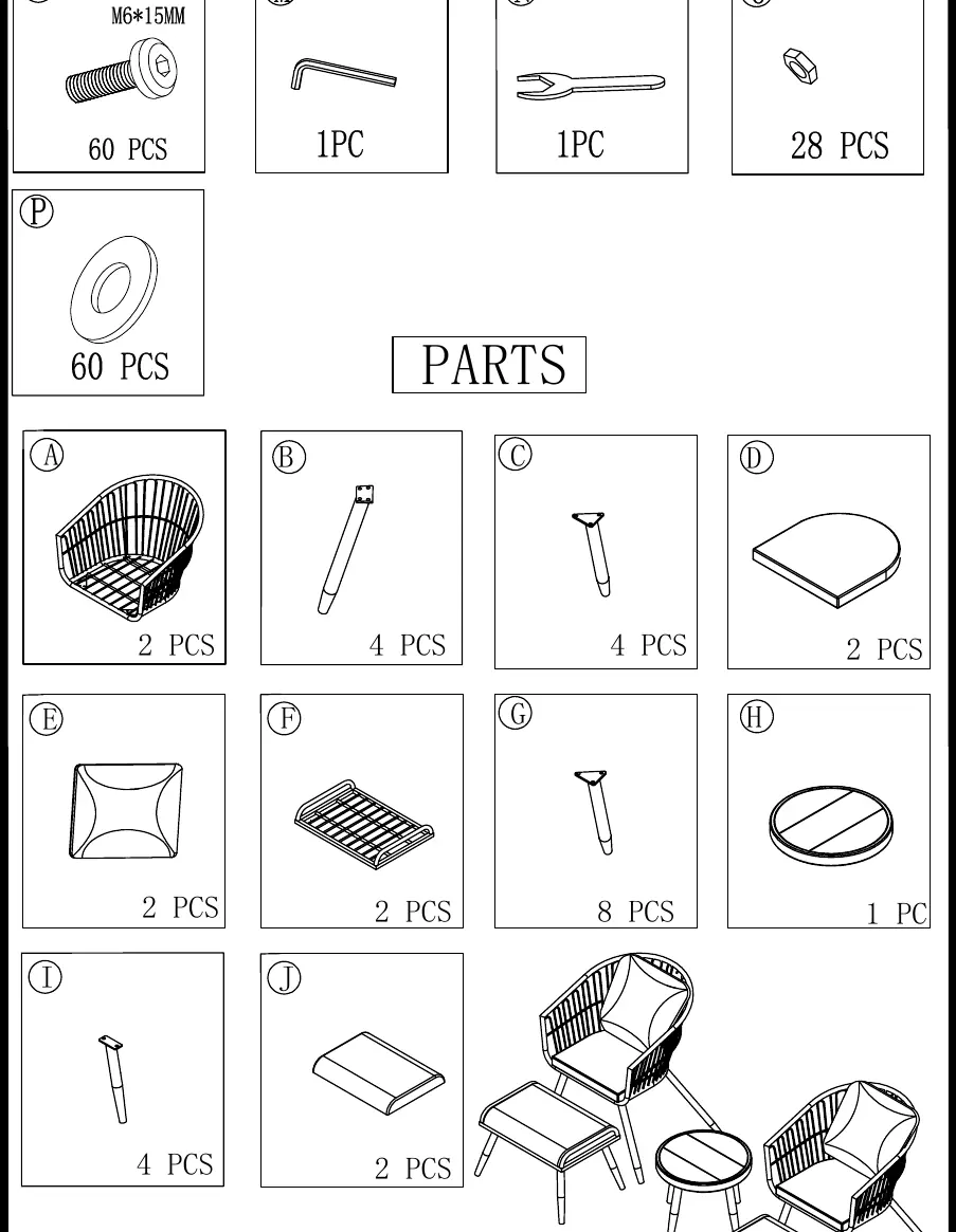 Parts and hardware identification list