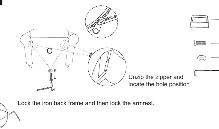 Step 4: Locking the back frame.