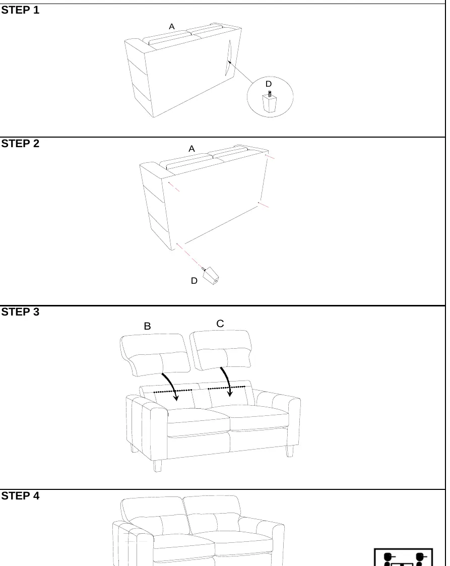 Loveseat assembly steps