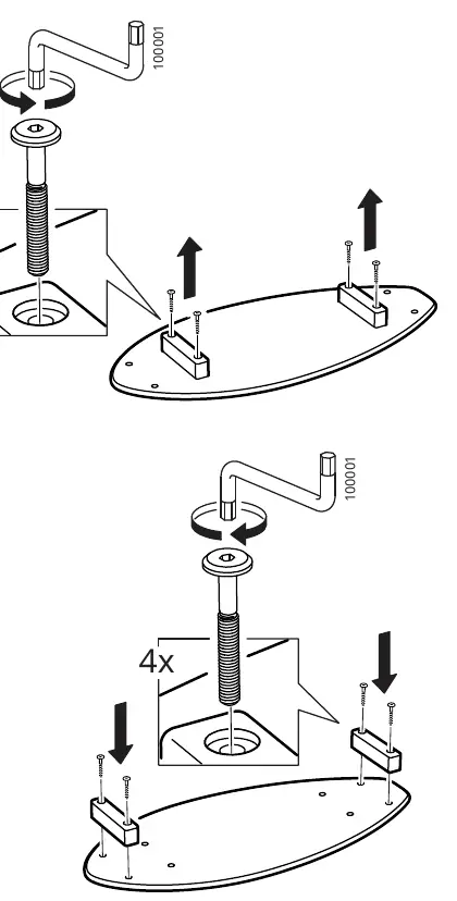 Assembly instructions for attaching the stoppers to the balance board.